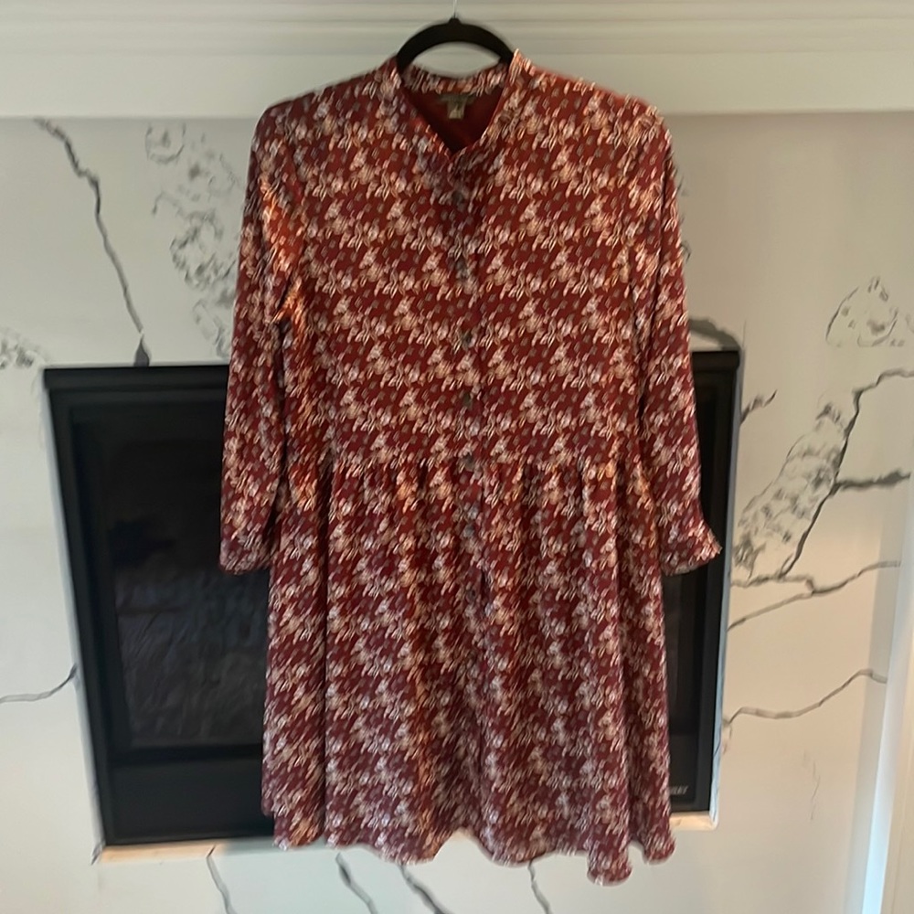 EUC Ann Taylor burgundy fall dress S